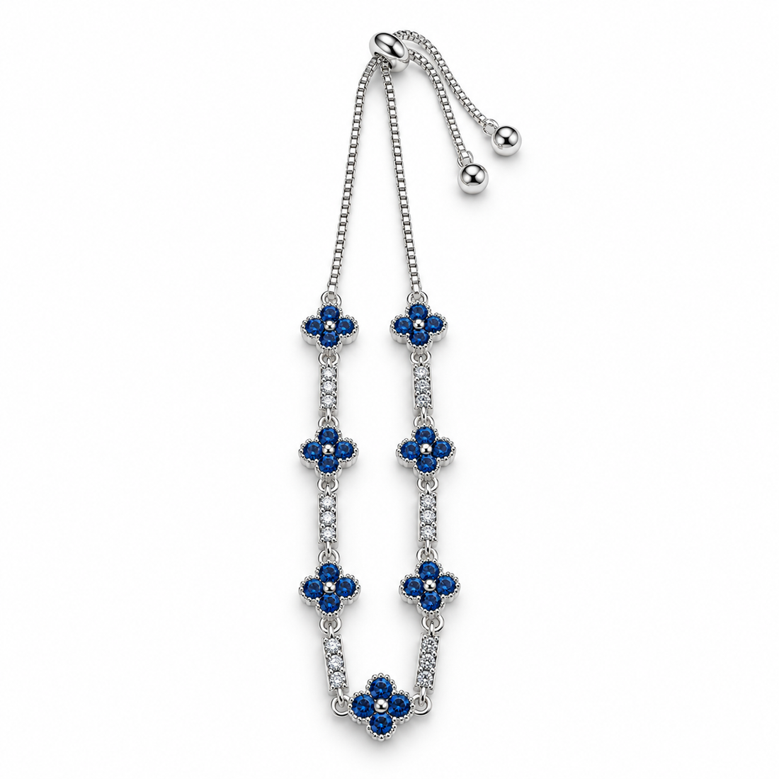 Midnight Blue Blossom Gold-Plated Adjustable Bracelet