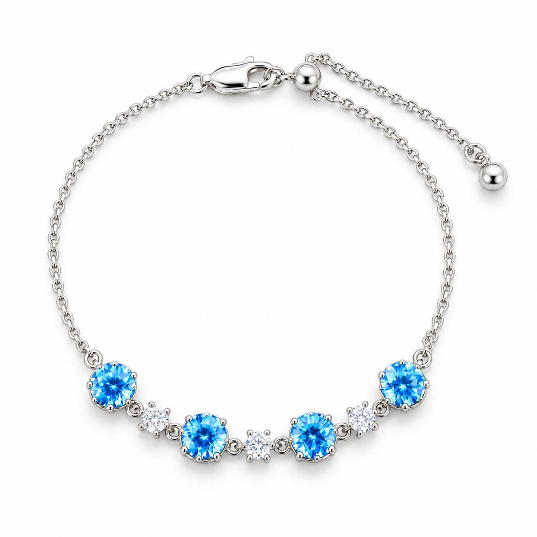 Sky Blue Sparkle Gold-Plated Adjustable Bracelet
