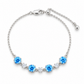 Sky Blue Sparkle Gold-Plated Adjustable Bracelet