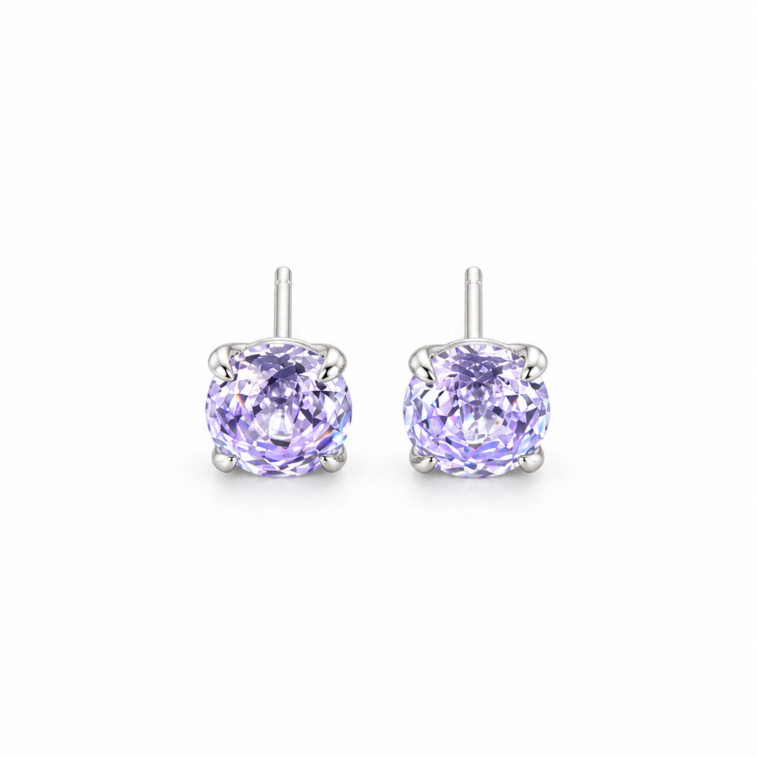 Lavender Glow Solitaire Stud Earrings