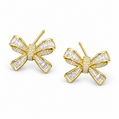 Golden Ribbon Bow Stud Earrings