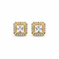 Golden Radiance Square Halo Stud Earrings