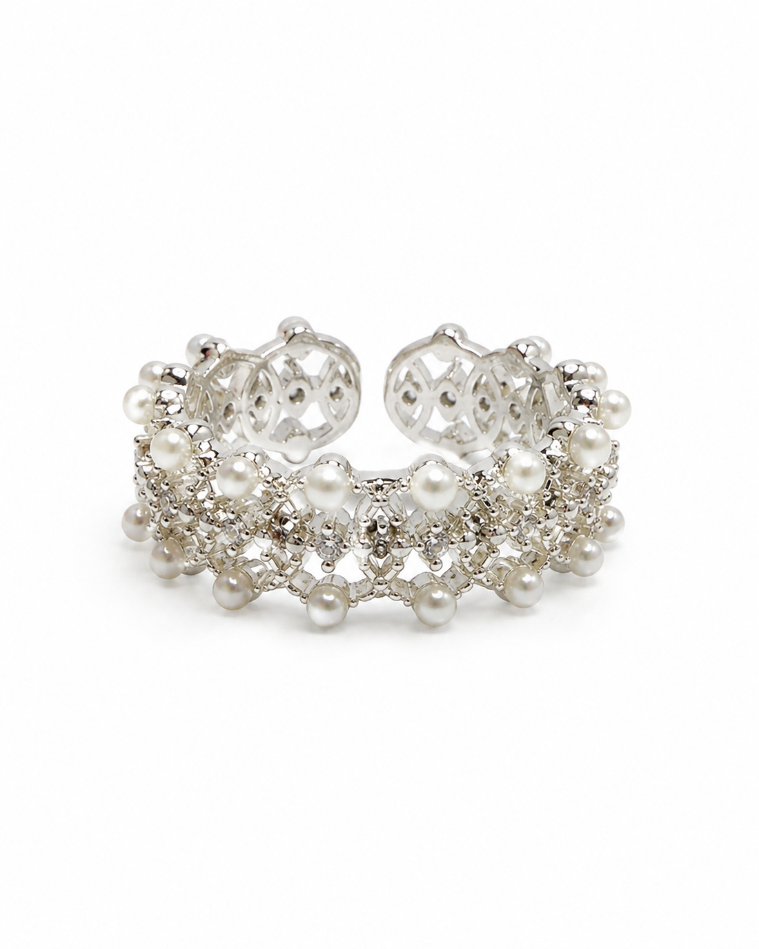 White Pearl Lace Ring