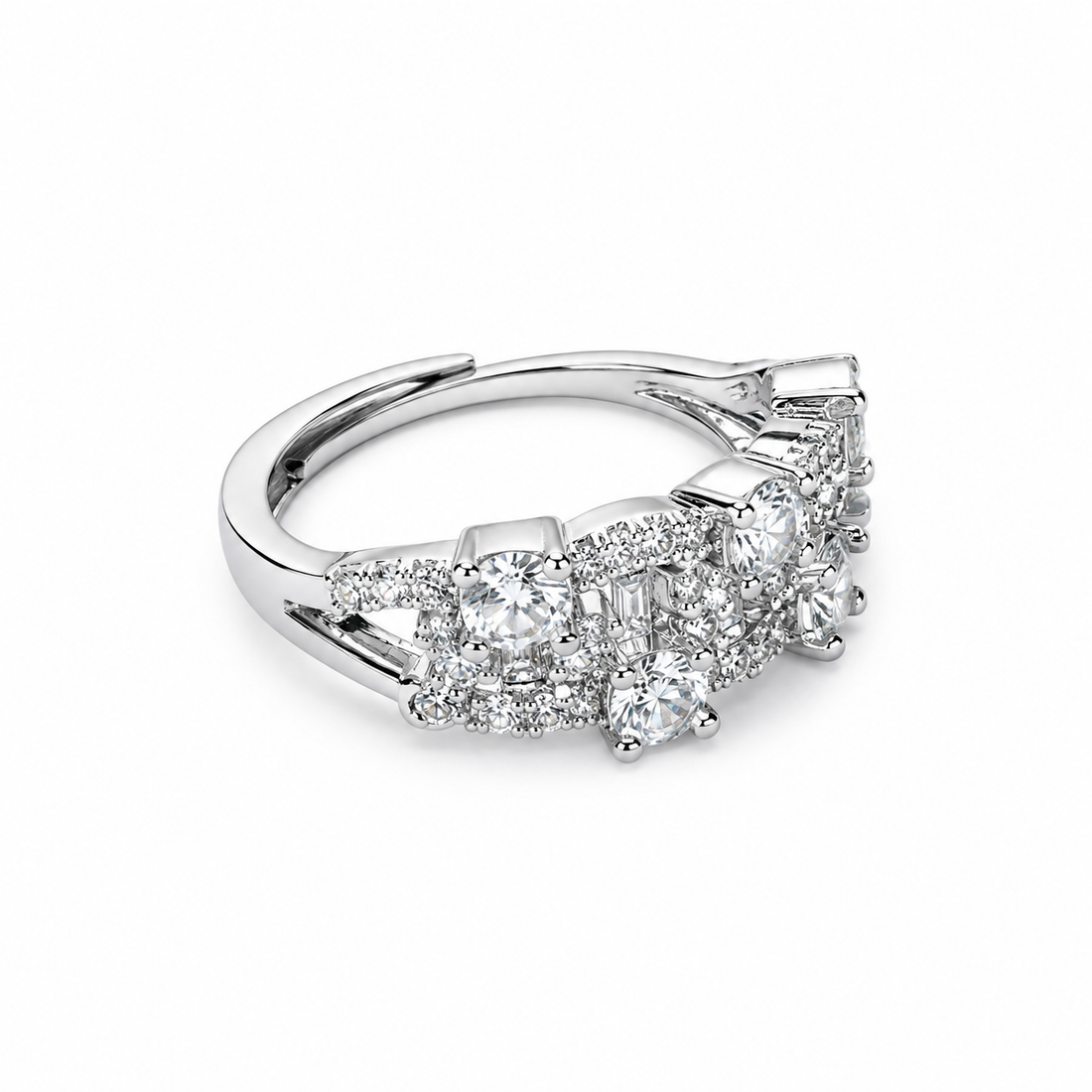 Silver-Tone Lace Harp Zircon Ring