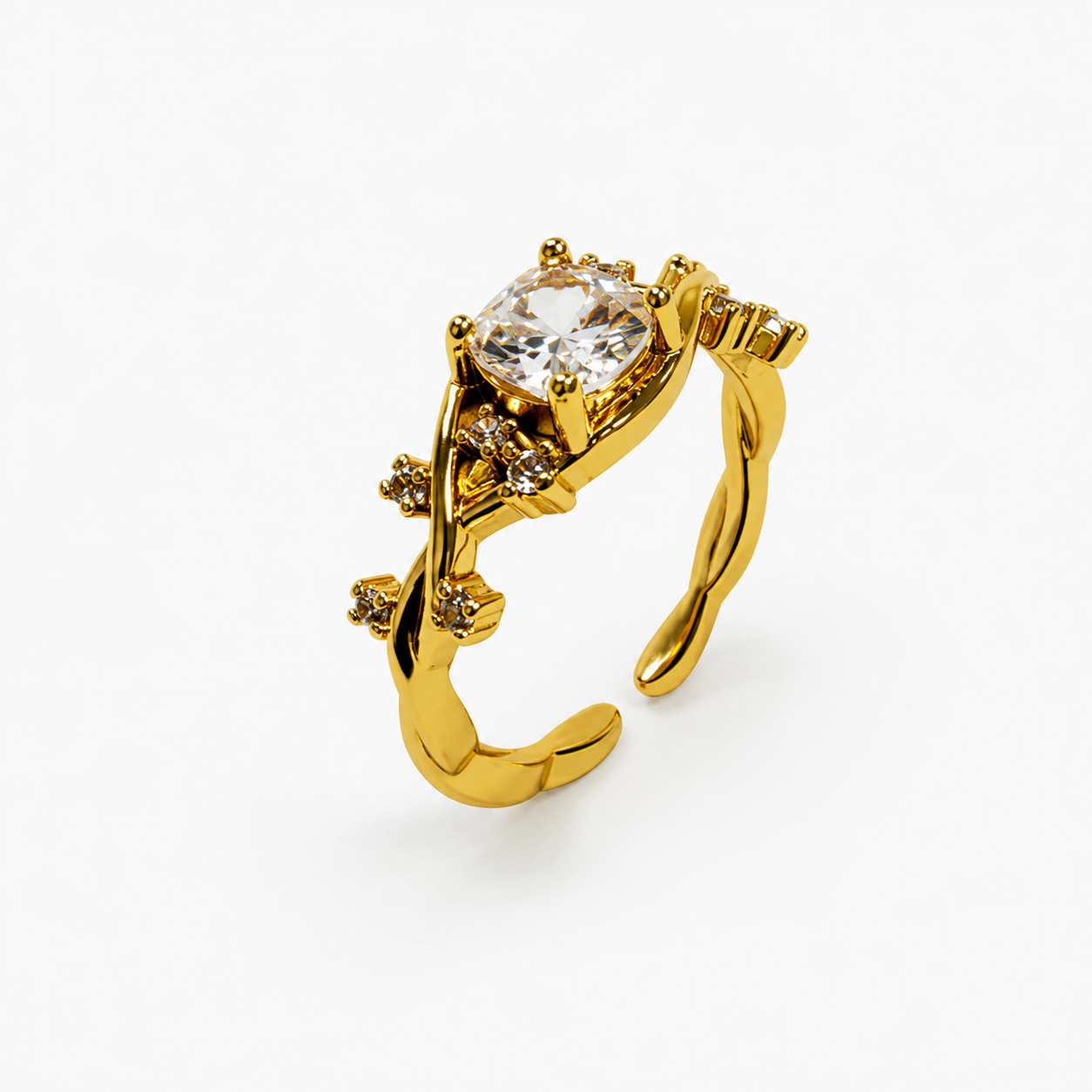 Vine Square Zircon Ring