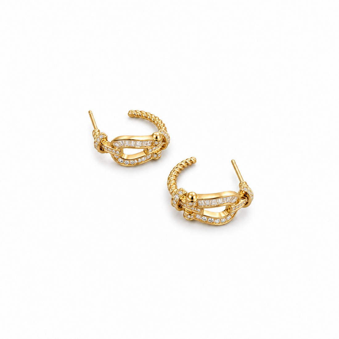 Golden Buckle Link Hoop Earrings