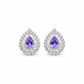 Violet Teardrop Double Halo Stud Earrings