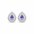 Violet Teardrop Double Halo Stud Earrings