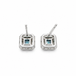 Aqua Blue Square Halo Stud Earrings