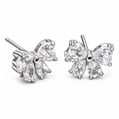 Sparkling Heart & Teardrop Bow Stud Earrings