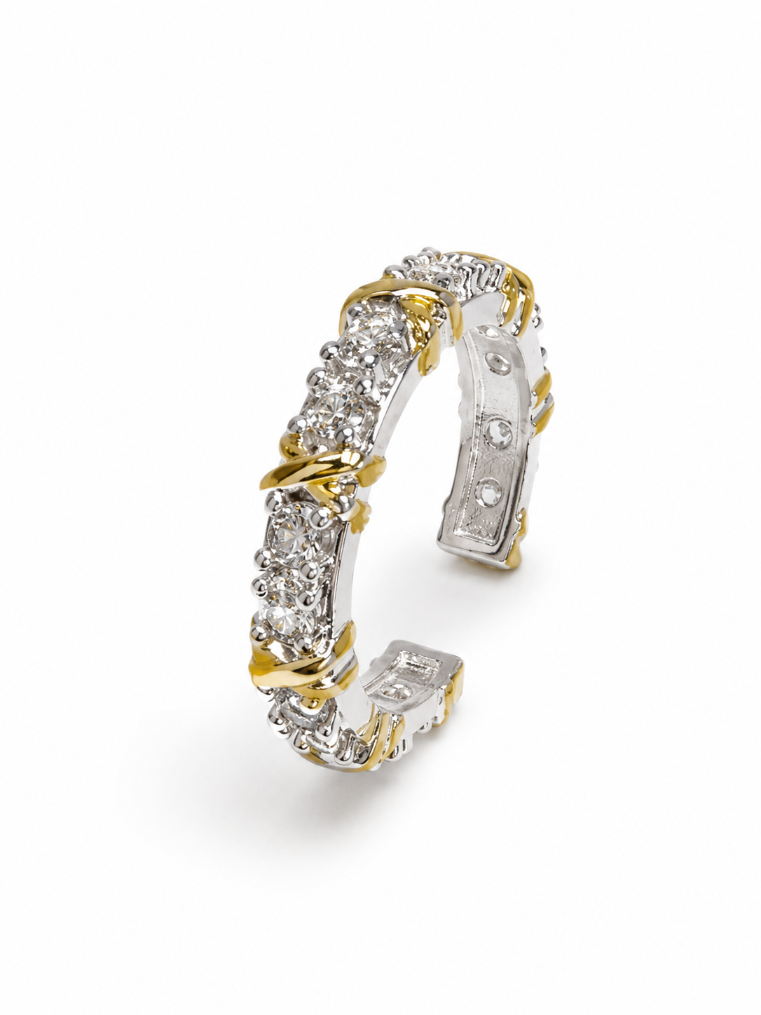 Light Yellow Cross Ring Silver-Tone
