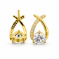 Golden Crossover Solitaire Stud Earrings