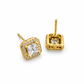 Golden Radiance Square Halo Stud Earrings