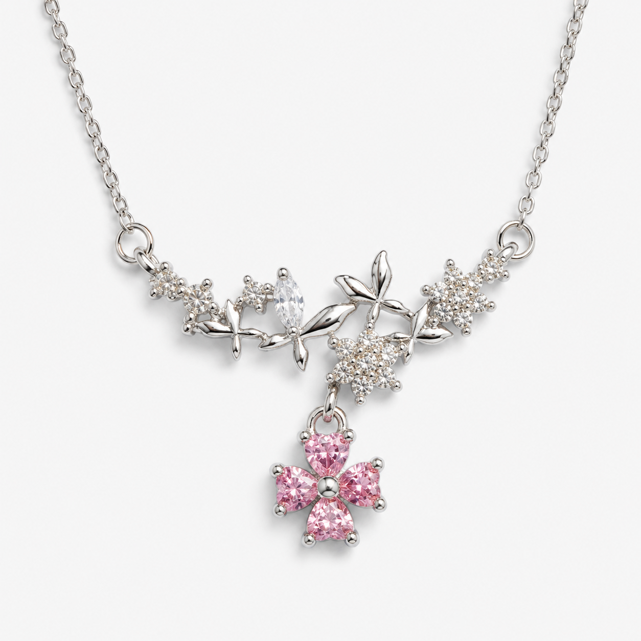 Classic Pink Lace Chain Necklace