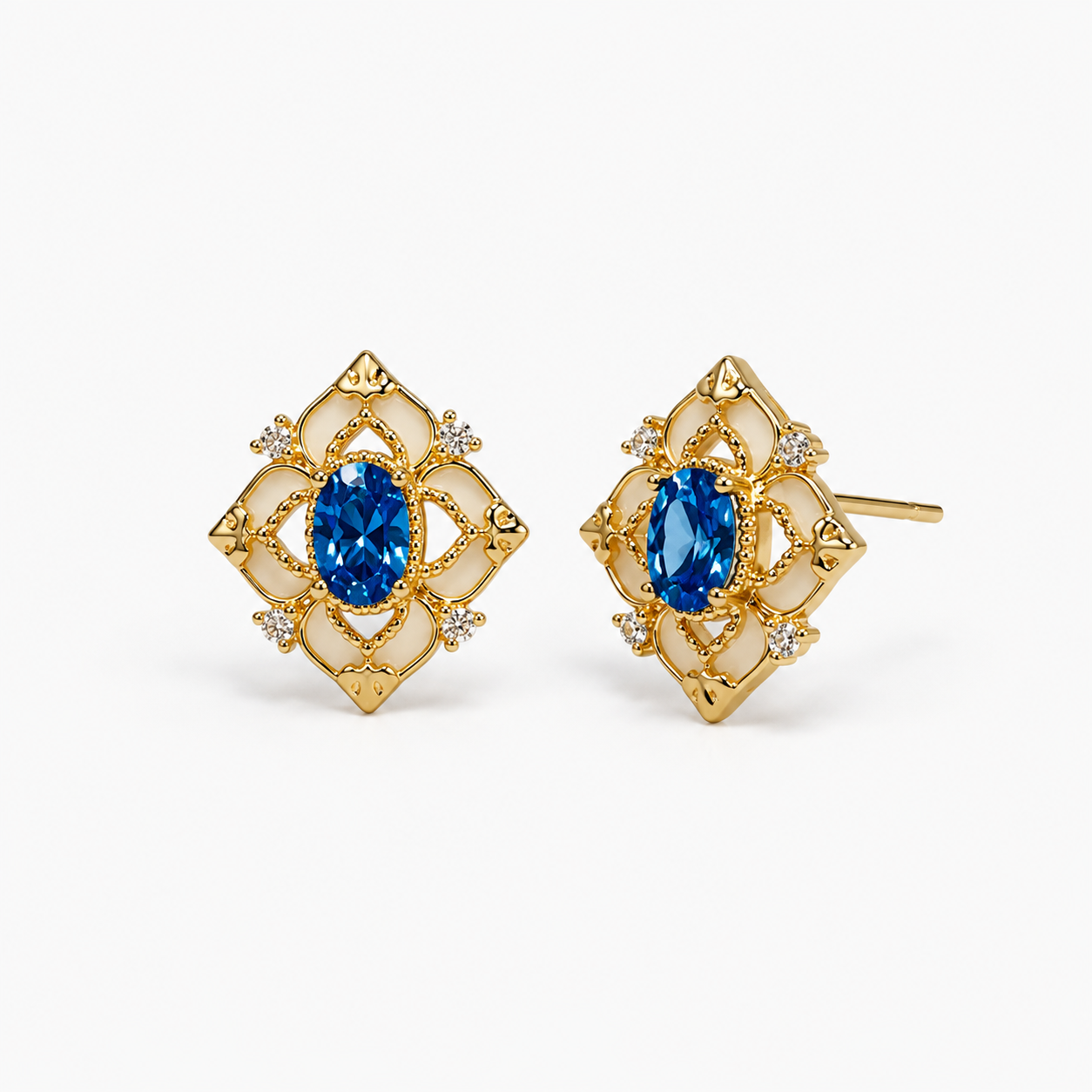 Blue Zircon Enamel Earrings