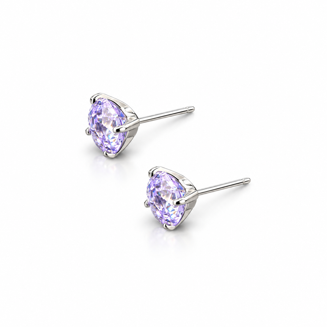 Lavender Glow Solitaire Stud Earrings