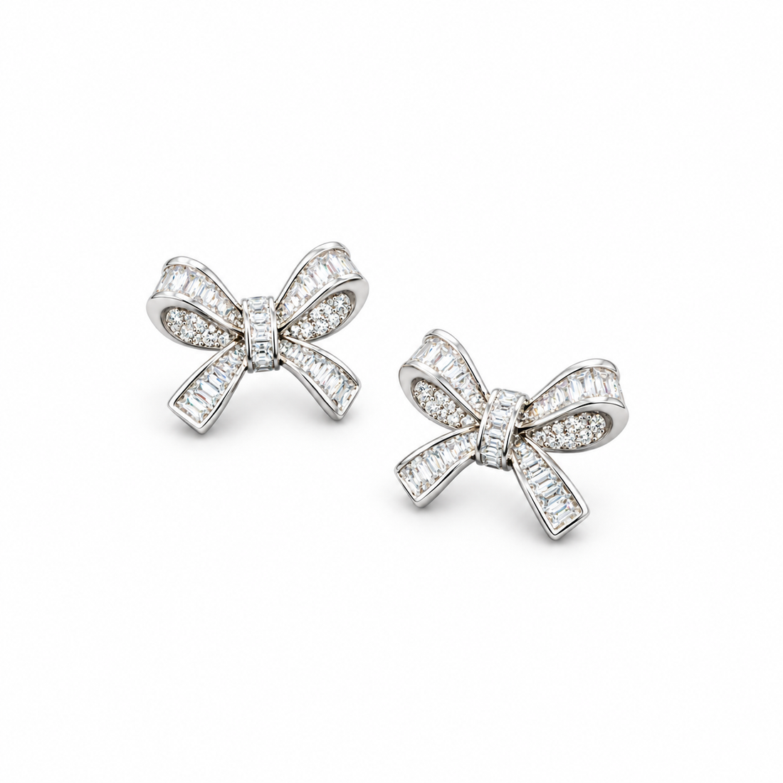 Golden Ribbon Bow Stud Earrings