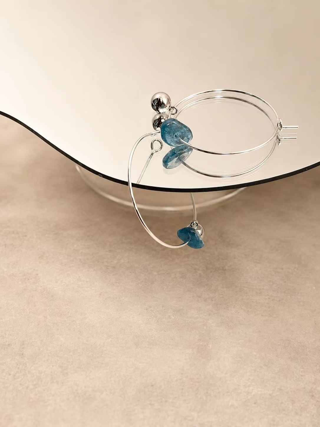Blue Stone Minimal Earrings