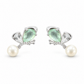 Mint Butterfly Pearl Drop Earrings