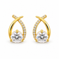 Golden Crossover Solitaire Stud Earrings