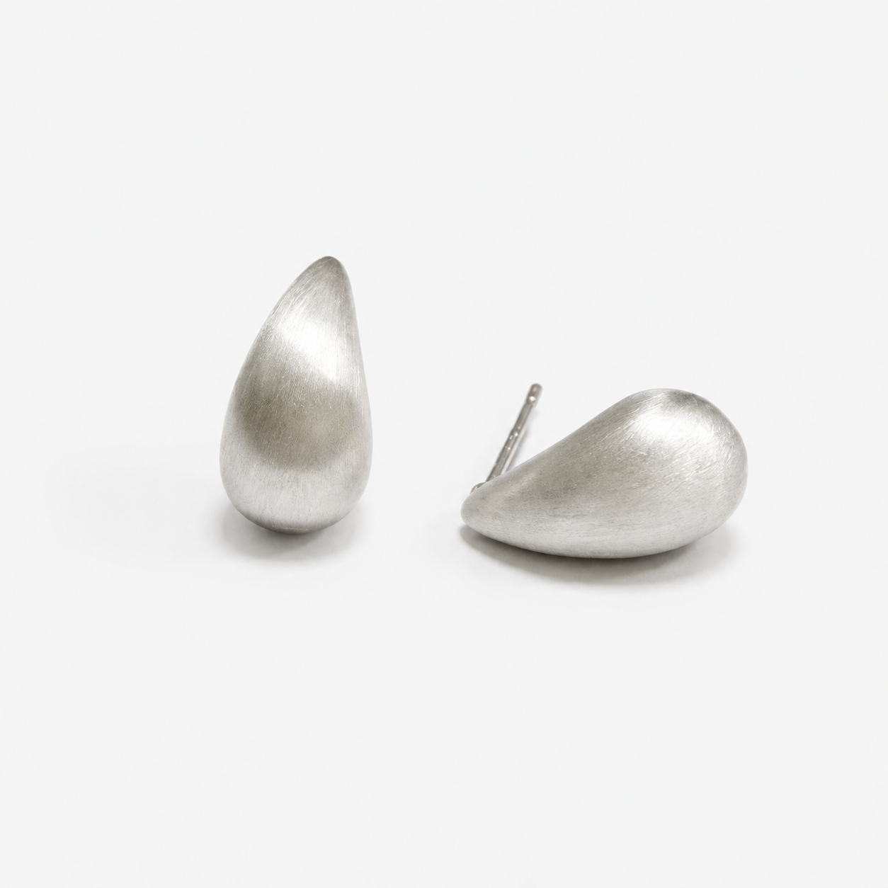 Silver Drop Brushed Earrings