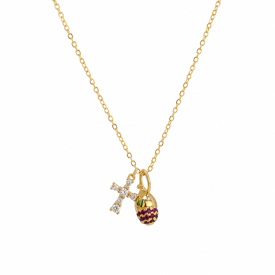 Brushed Pine Cone Cross Necklace