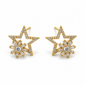 Golden Starlight Blossom Stud Earrings