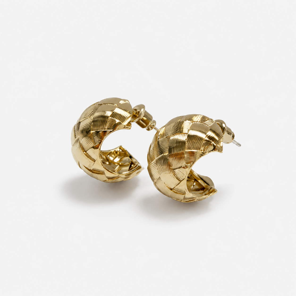 Silver Needle Gold-Tone Braided Earrings