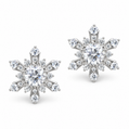 Silver Snowflake Sparkle Stud Earrings